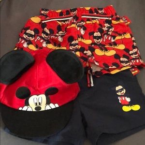 Mickey Mouse hat & 2pc swimming trunks 3-6 months